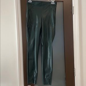 Zara Faux Leather Dark Green Pants